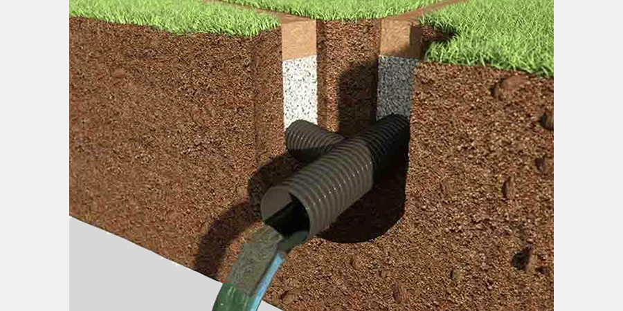 Пример устройства дренажа при укладке искусственной травы