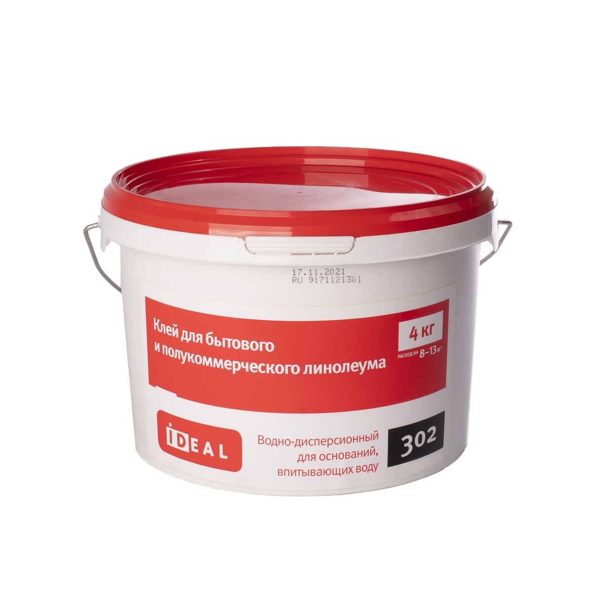Клей для напольных покрытий iDEAL,  коллекция 302, «IDEAL 302 4кг (Для бытового и полукоммерческого линолеума)» - фото