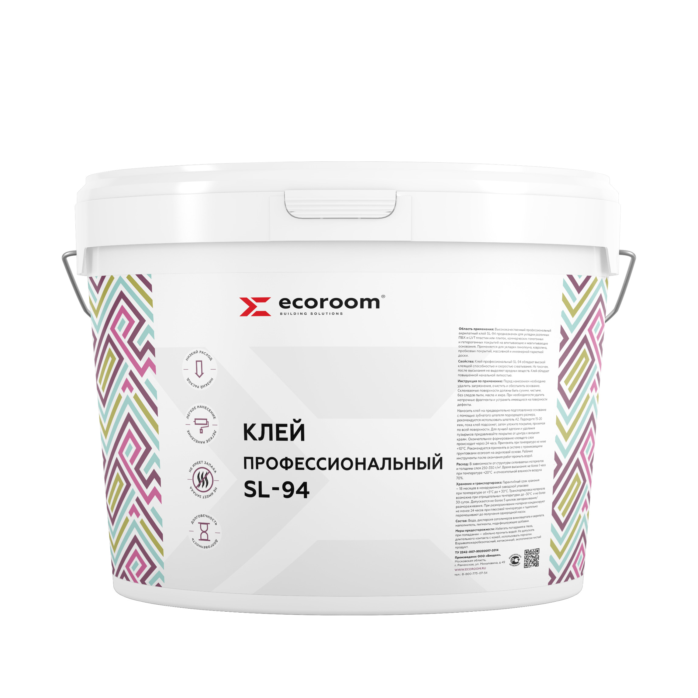 Клей для напольных покрытий Ecoroom,  коллекция Prof, «Клей профессиональный SL-94 10 кг» - фото