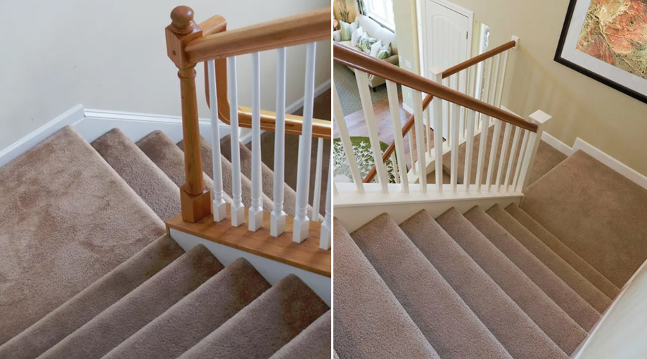 Облицовка лестницы в частном доме ковролином – красота и комфорт